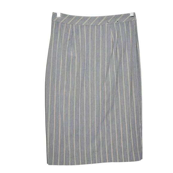 Banana Republic Gray Stripe Wrap Look Skirt Size 2 Preppy Straight Skirt - Picture 2 of 8